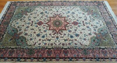 6' x 9'4" SILK & WOOL PERSIAN TABRIZ HAND KNOTTED PREMIUM QUALITY  RUG