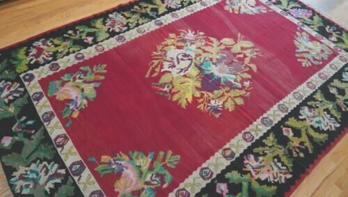 ANTIQUE BESSARABIAN KILIM  7' x 10'  HAND WOVEN 100% WOOL RUG