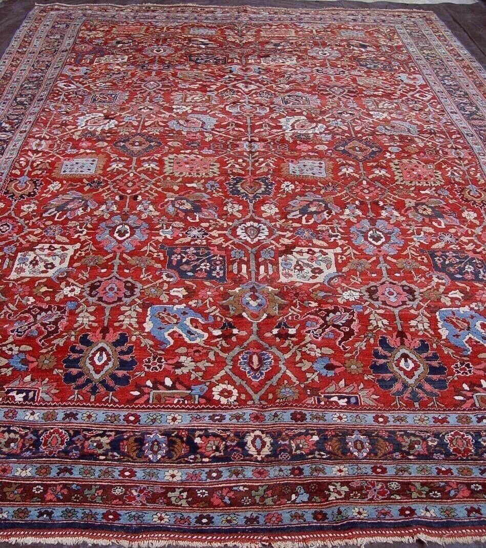 Exquisite Antique 1880s Persian Bijar Hand Knotted Wool Oriental Rug 8'8" x 12'6"