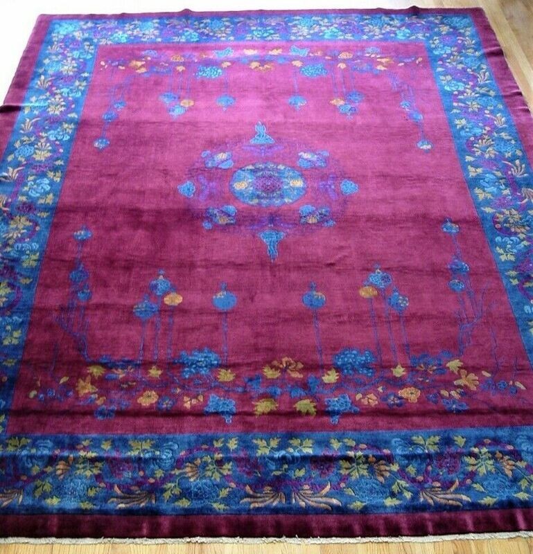 9' x 11'6" ANTIQUE 1900s CHINESE PPEKING HAND KNOTTED WOOL ORIENTAL RUG