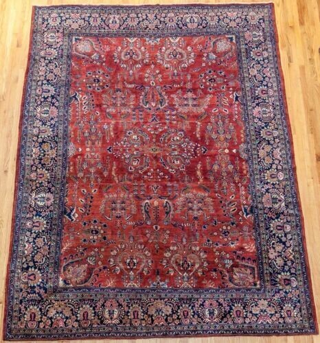 Magnificent Antique 1900s Persian Farahan Sarouk Hand-Knotted Wool Oriental Rug 9'x12'
