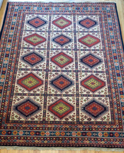 9' x 12' YALLAMEHH  HAND KNOTTED WOOL VINTAGE INDIAN  RUG