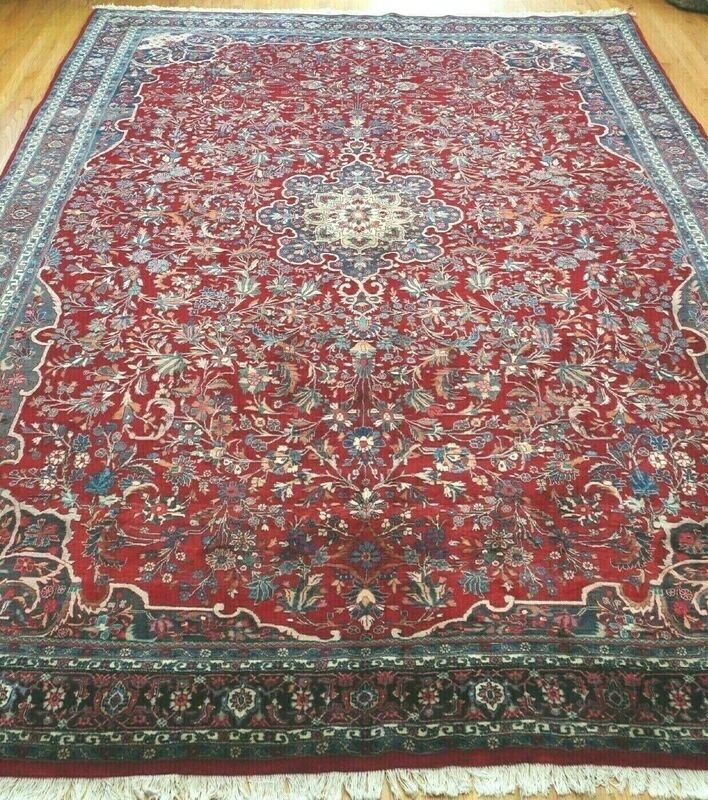 ANTIQUE PERSIAN BIJAR  9' x 13'6" HAND KNOTTED WOOL ORIENTALL RUG