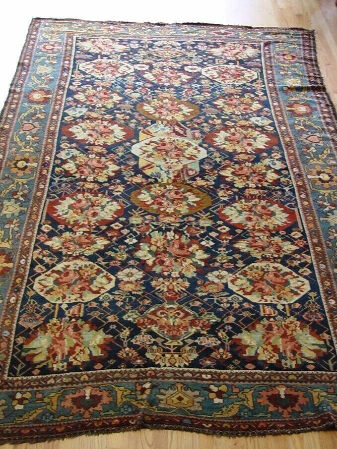 7 x 12'5" ANTIQUE 1880s KURDISH BESSARABIAN HAND KNOTTED WOOL ORIENTAL RUG