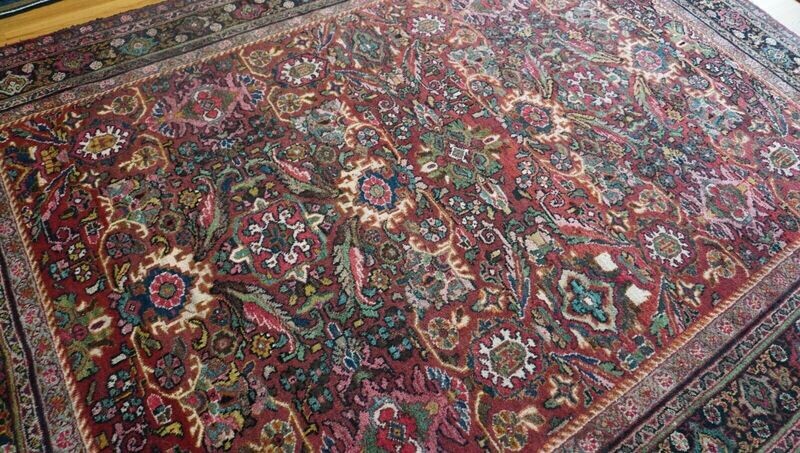 8'9"x 11'5" Antique 1900s Persian Sultanabad Mahal Hand-Knotted Wool Rug