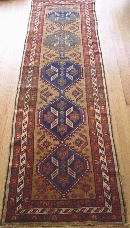 2'9" x 10'4" ANTIQUE PERSIAN SERAB CAMEL HAIR HAND KNOTTED WOOL RUNNER RUG