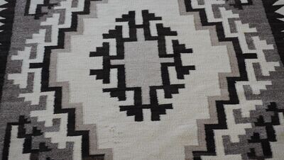 3'7 3'7" x 5' Antique Navajo Native American Indian Weaving Handmade Wool Rug