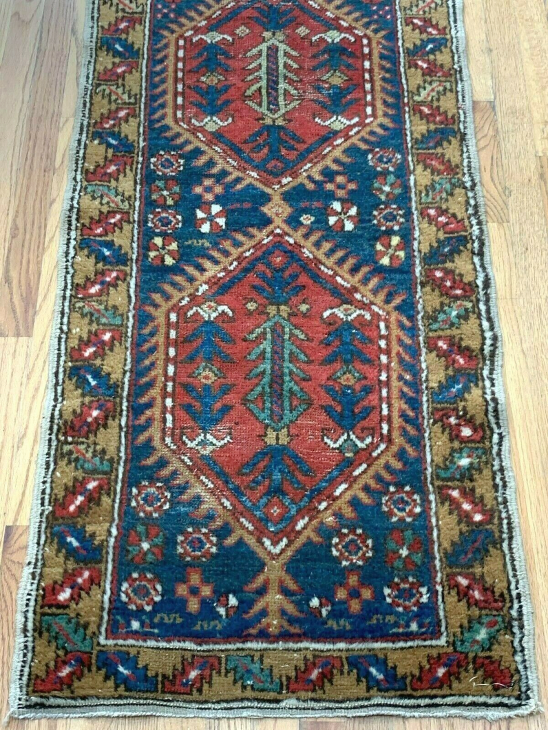 2'4" x 8'8" ANTIQUE PERSIAN HERIZ KARAJA RUNNER HAND KNOTTED WOOL RUG