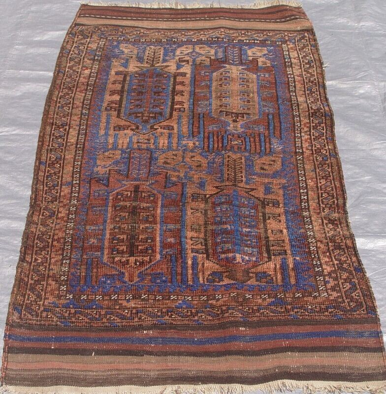 2'8 x 4'10 ANTIQUE 1880s  PERSIAN BALOUCH TRIBAL RUG