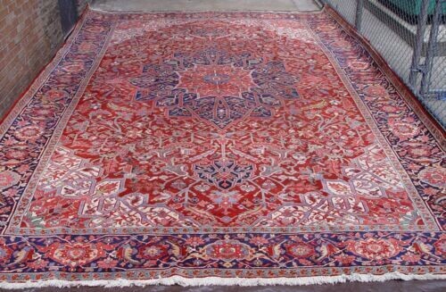 Phenomenal Antique Persian Heriz/Serapi Hand-Knotted Wool Large Oriental Rug 12' x 18'