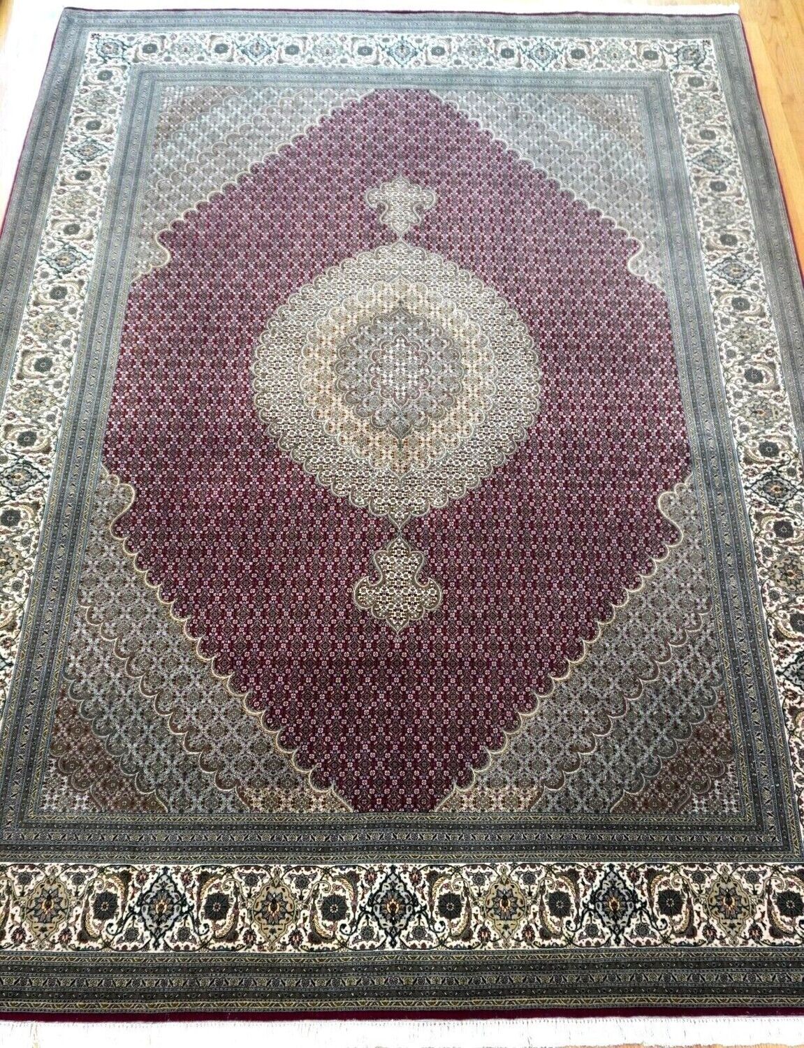 Marvelous Persian Tabriz Mahi/Herati Silk & Wool Hand Knotted Oriental Rug 8'4" x 11'8"