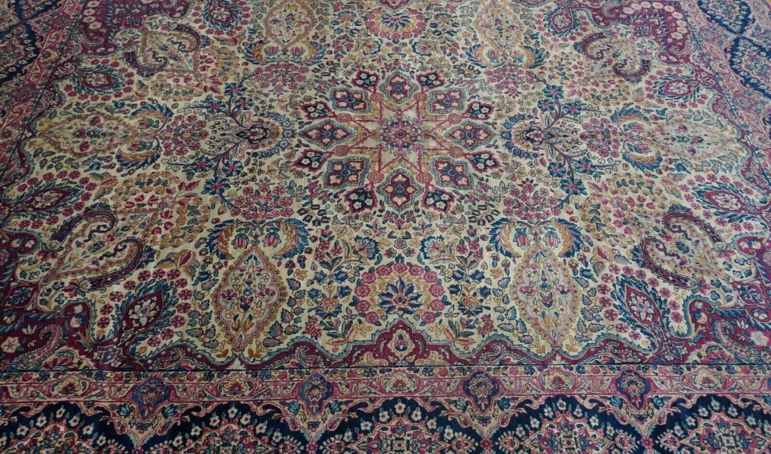 8'7" x 11'7" EXQUISITE ANTIQUE 1880s PERSAIN KERMAN HAND KNOTTED WOOL ORIENTAL RUG