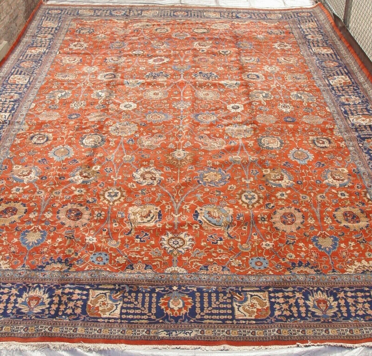 11'5"x18'5" Antique Persian Tabriz Hand Knotted Wool Large Rug Excellent