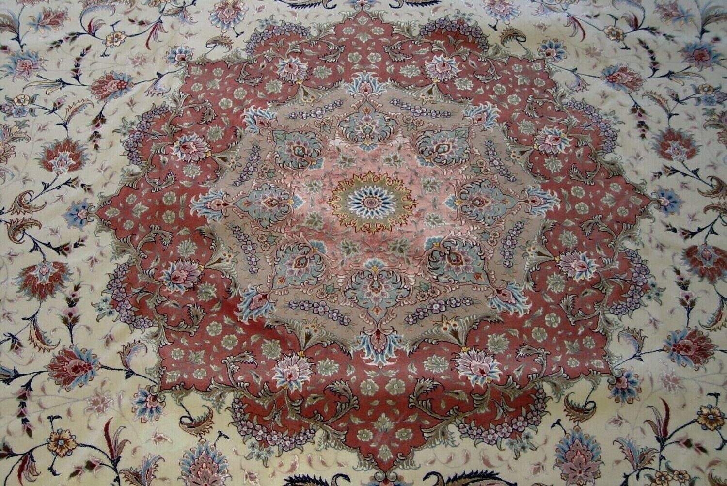 Superb Persian Tabriz Signed 100% Silk & Wool Hand Knotted with Silk Foundation Large Rug 11' x 16'5"