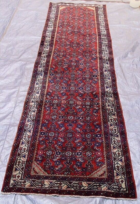 2'9" x 10' ANTIQUE PERSIAN HAMADON TRIBAL HAND KNOTTED WOOL  RUNNER ORIENTAL RUG