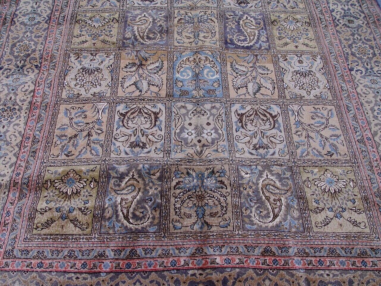 Fine Persian Tabriz Silk & Wool Hand Knotted Tile/Garden Design Rug 5'3" x 9'