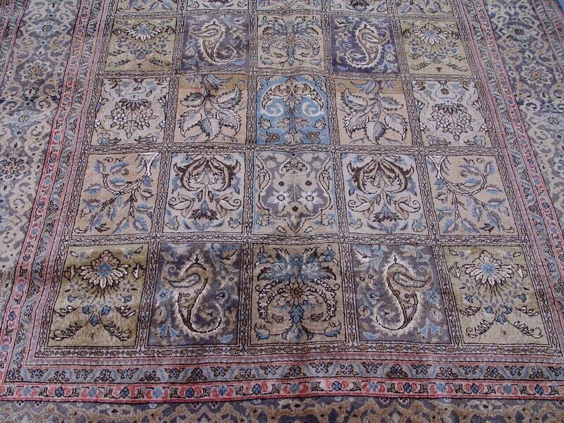 Fine Persian Tabriz Silk & Wool Hand Knotted Tile/Garden Design Rug 5'3" x 9'