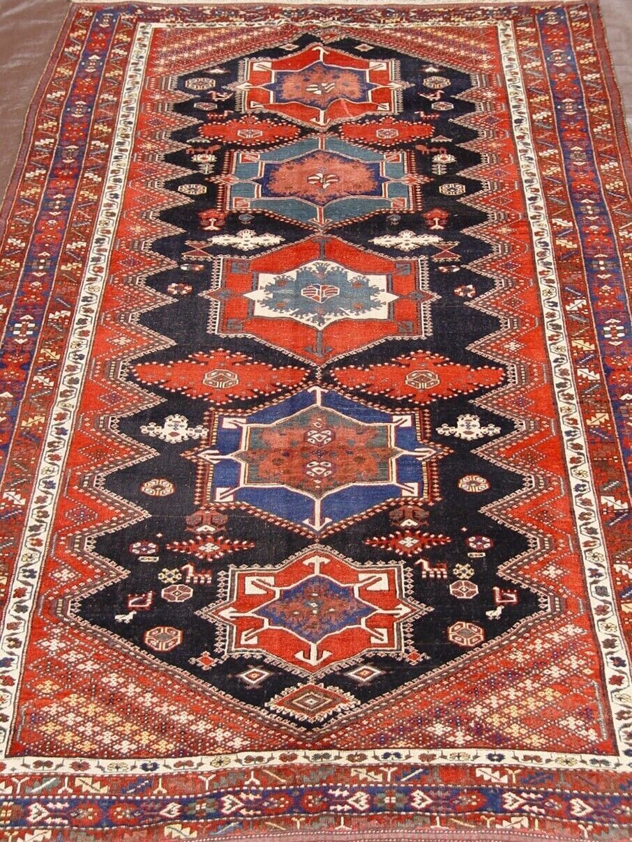 5'8 x 9'6 Antique 1900s Persian Bakhtiyari Rug