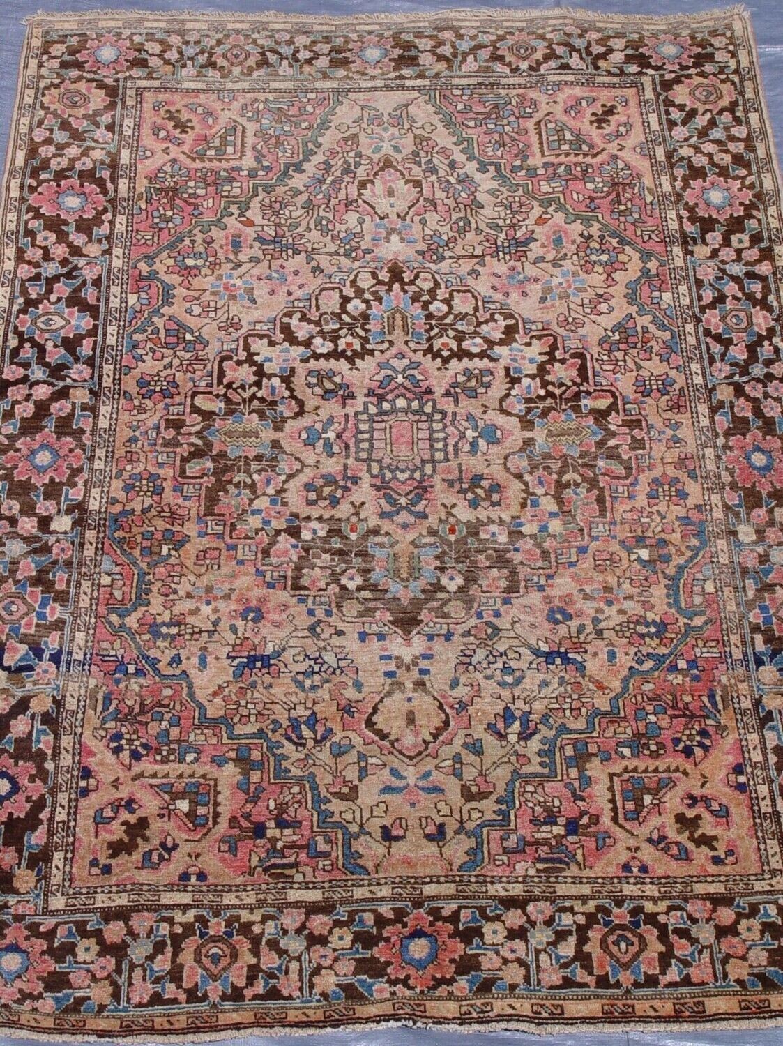 3'3" x 5'  Antique Persian Sarouk Farahan Hand-Knotted Wool Rug