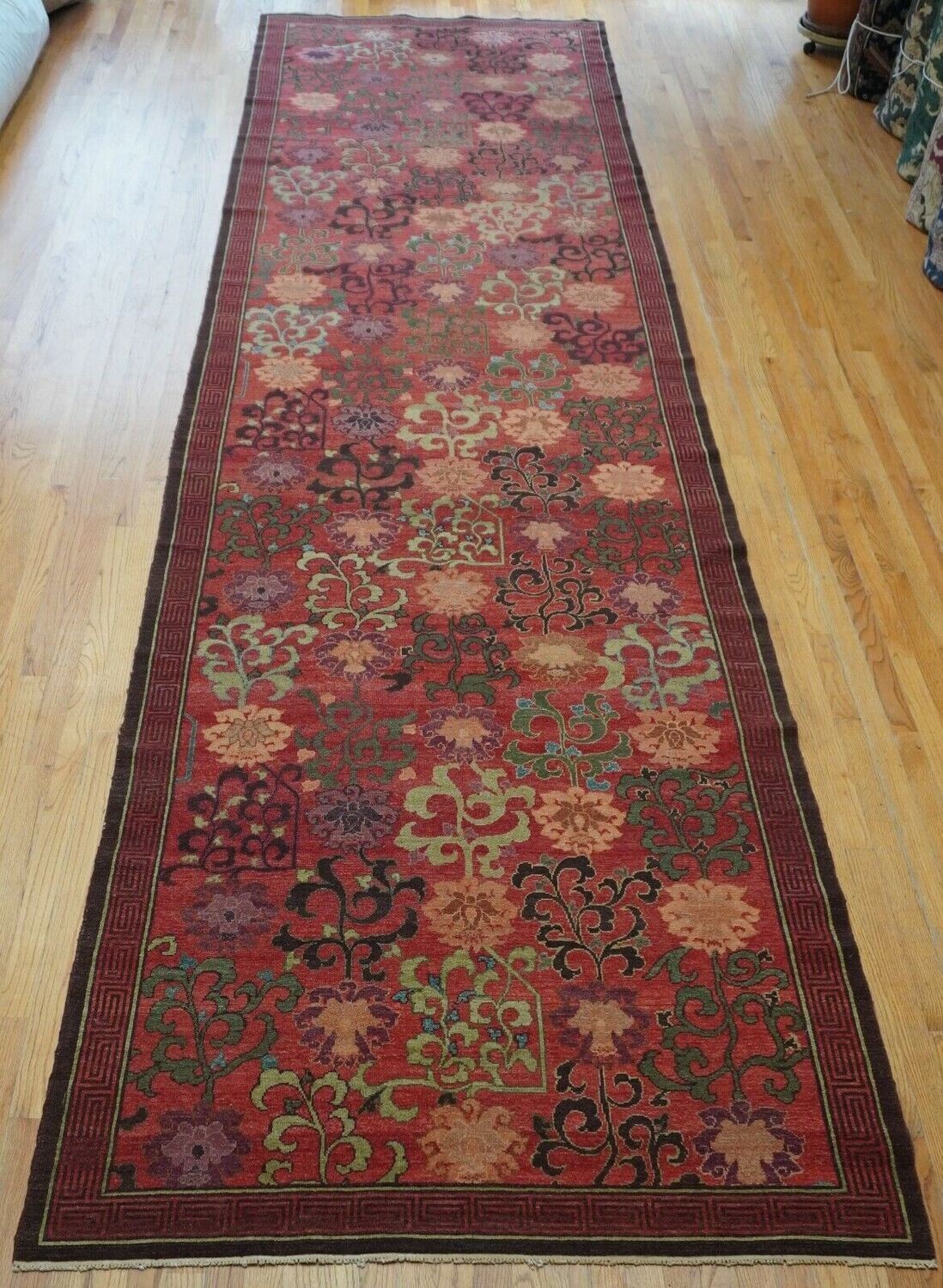Magnificent Turkmen Hand Knotted Wool Floral Runner Oriental Rug 4'6" x 18'
