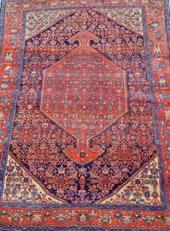 4'6" x 6'6" ANTIQUE 1880s PERSIAN SAROUK HAND KNOTTED WOOL RUG
