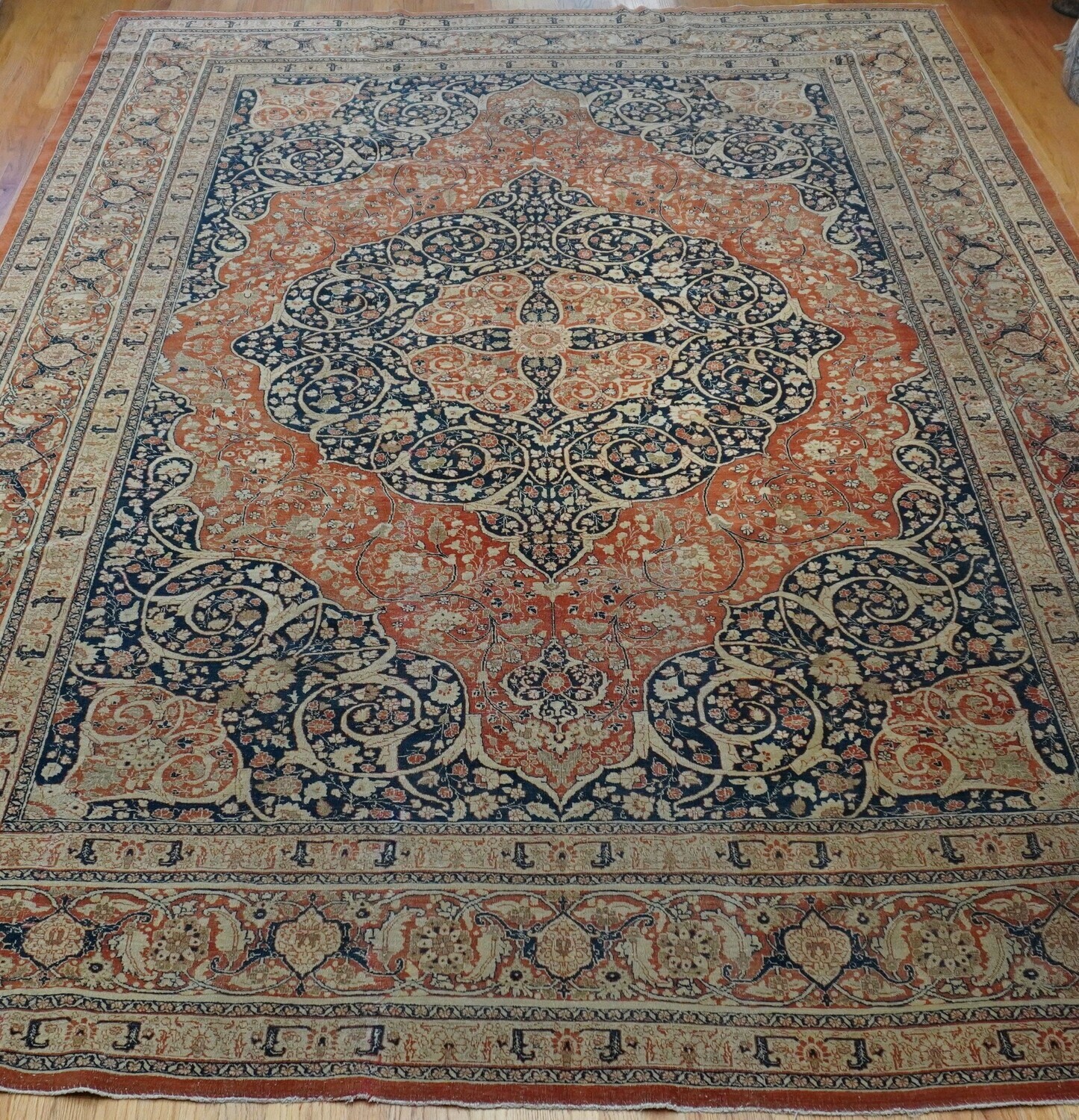 Remarkable Antique 1880s Persian Tabriz Haj-Jalili Hand-Knotted Wool Oriental Rug 9' x 13'