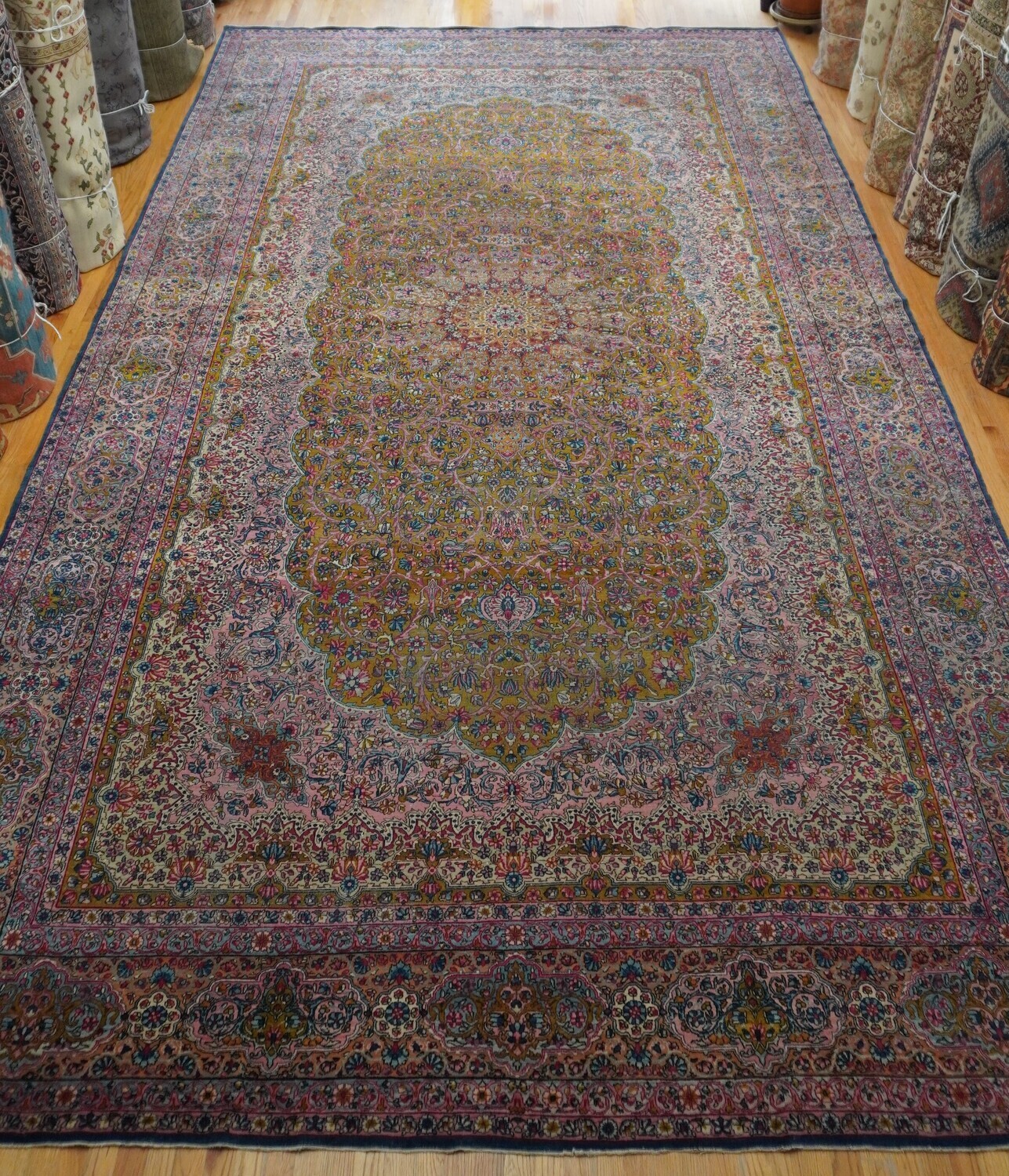 Remarkable Antique Persian Lavar Kerman Hand-knotted Wool Large Oriental Rug 10' x 18'
