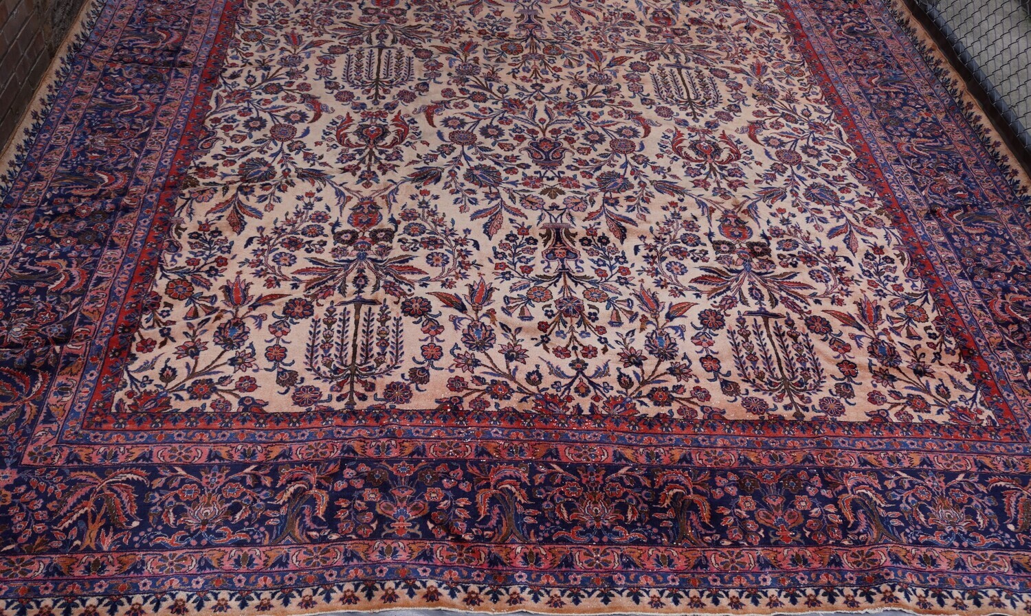 Phenomenal Antique 1900s Persian Kashan Hand-knotted Wool Gold Large Oriental Rug 12' x 18'8"