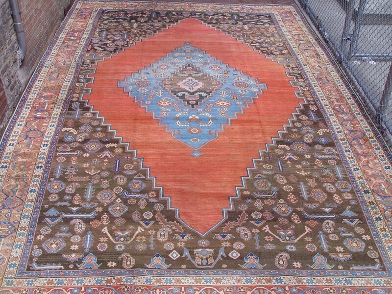 Antique 1860s Persian Bakhshayesh  11'6" x 17'8"  Hand-knotted 100% Wool Large Oriental Rug