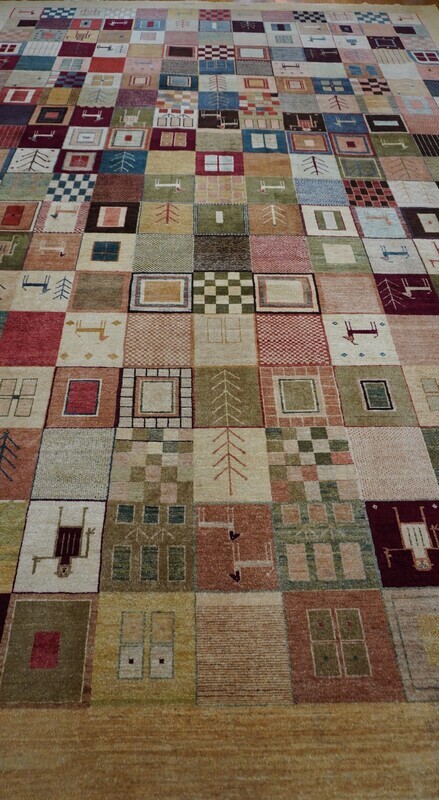 Amazing Gabbeh Signed Pictorial Hand-knotted Wool India Large Rug 11'9" x 17'8"