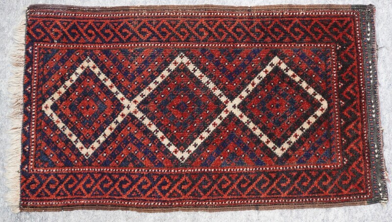 1'4" x2'3" Antique Persian Baluch Balisht Tribal Hand Knotted Wool Rug