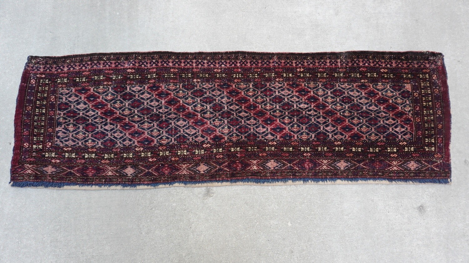 1' x 4'  Antique Turkmen Torba Yomud Tribal Hand Knotted Wool Textile Rug