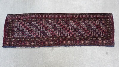 Antique Turkmen Torba Yomud 1' x 4' Tribal Hand Knotted Wool Textile Rug Antique Turkmen Torba Yomud 1' x 4' Tribal Hand Knotted Wool Textile Rug