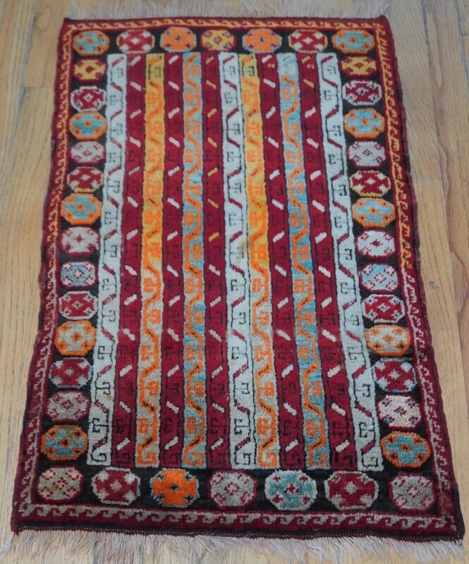 Fantastic Antique Turkish Yastik 1'9" x 3'  Hand-Knotted Wool Oriental Rug Gorgeous Colors