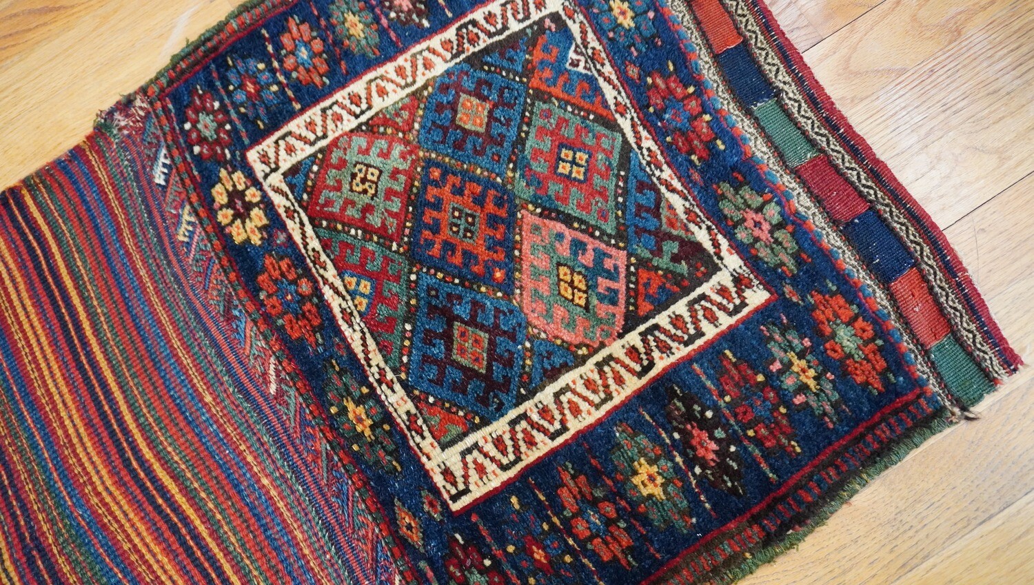 2' x 3'3" Antique 1880s Persian tribal  Jaf-Kurd Saddle Bag Handmade Wool Rug