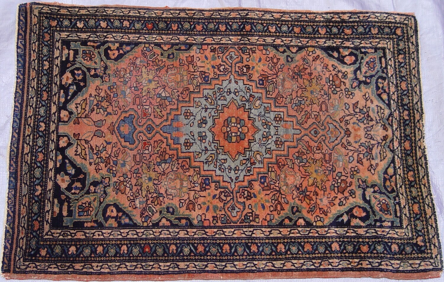 2' x 3' Antique 1880s Persian Sarouk Hand-Knotted Wool Oriental Rug