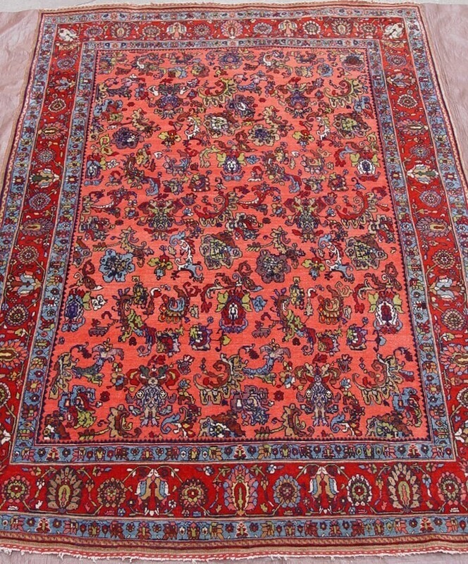 4'9 x 7' Antique 1880s Silk & Wool Persian Bijar Hand Knotted Rare Rug