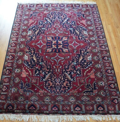 6'6 6'6" x 10' Vintage Heriz Hand Knotted Wool Afghani Rug