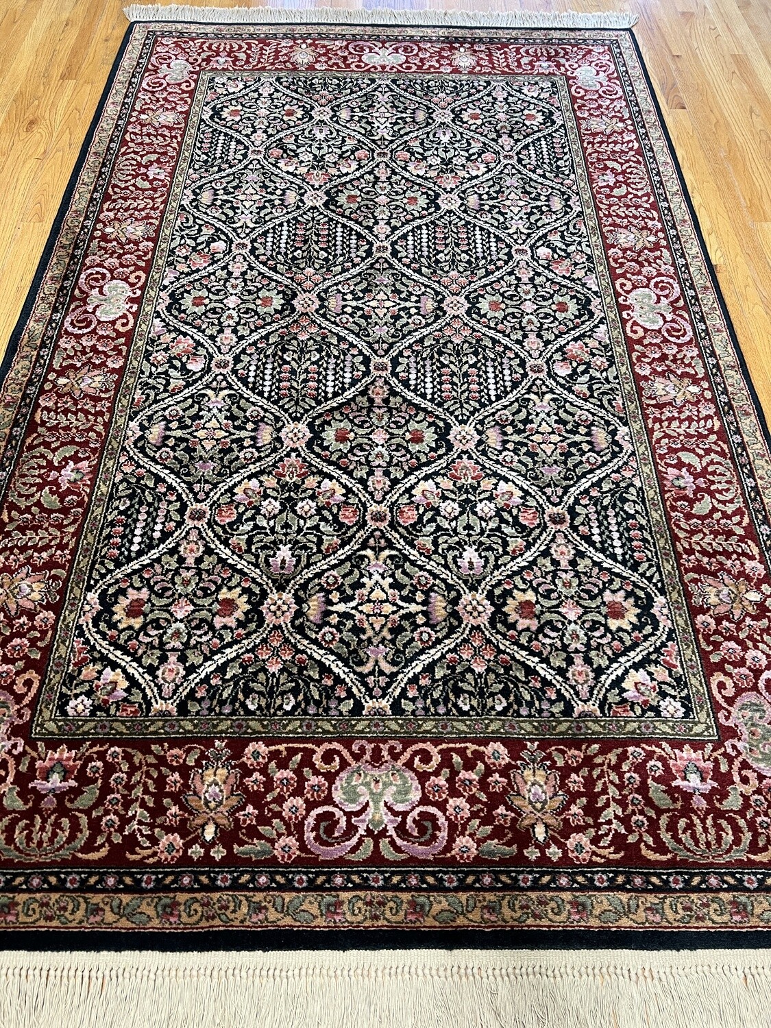 5'9  x 9' Original Karastan Navy Panel Kirman 700-705 Wool Carpet Rug