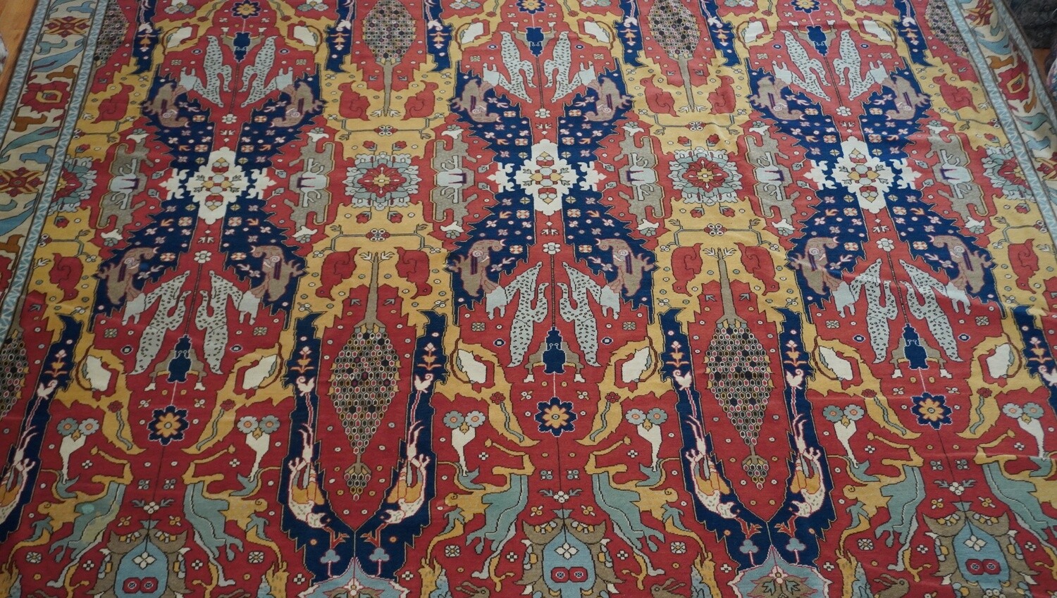 Stunning Antique Romanian Bucharest Dragon Hand Knotted Oriental Rug 12' x 18'6