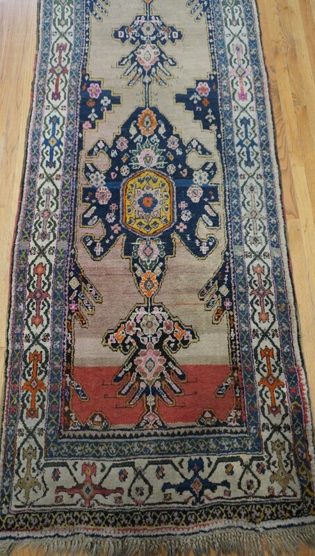 3'6 x 16' Antique Caucasian Gharah-bagh Runner Hand Knotted Wool  Rug