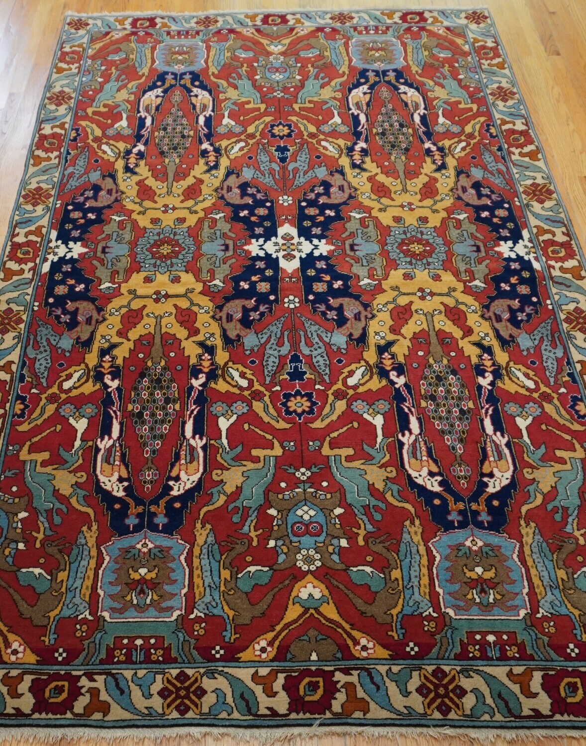 6' x 9'6" Spectacular Antique Bucharest Romanian Hand Knotted 100% Wool Rug