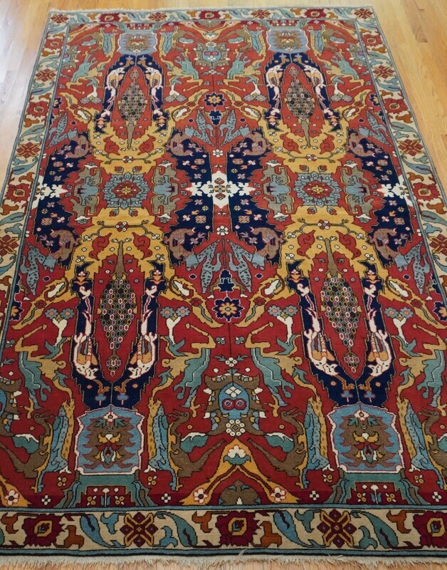 6' x 9'6" Spectacular Antique Bucharest Romanian Hand Knotted 100% Wool Rug