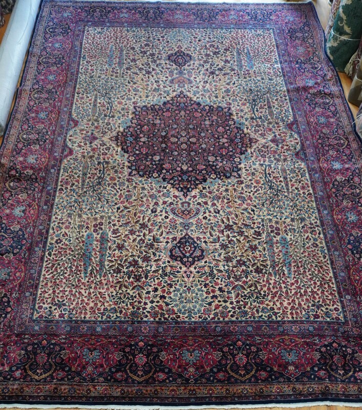 10'10 x 17' Antique Persian Ravar Kerman Hand Knotted Wool Large Rug