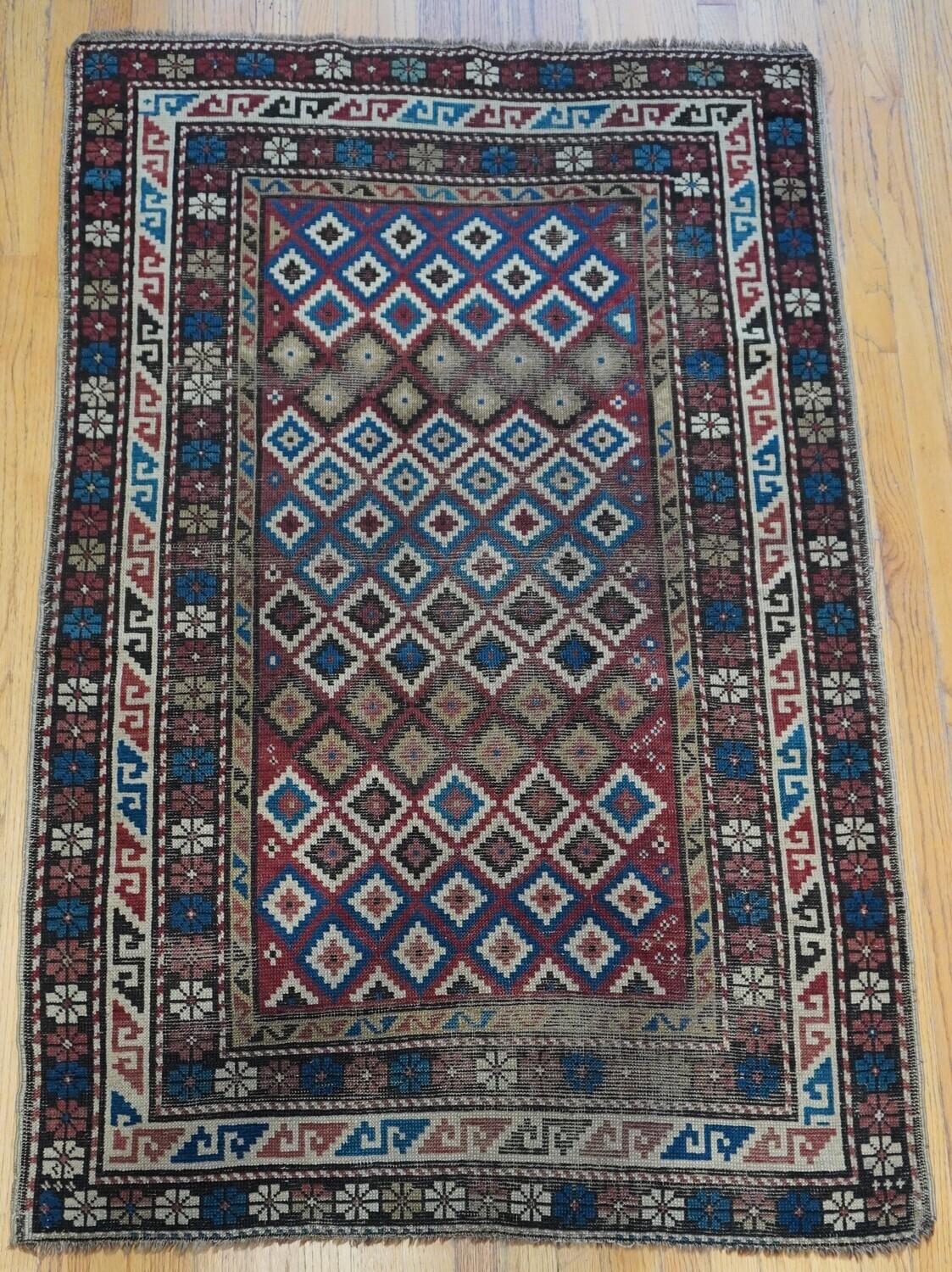 3'5" x 5'4" Antique 1860s Shiravan Caucasian Hand Knotted Wool Rug