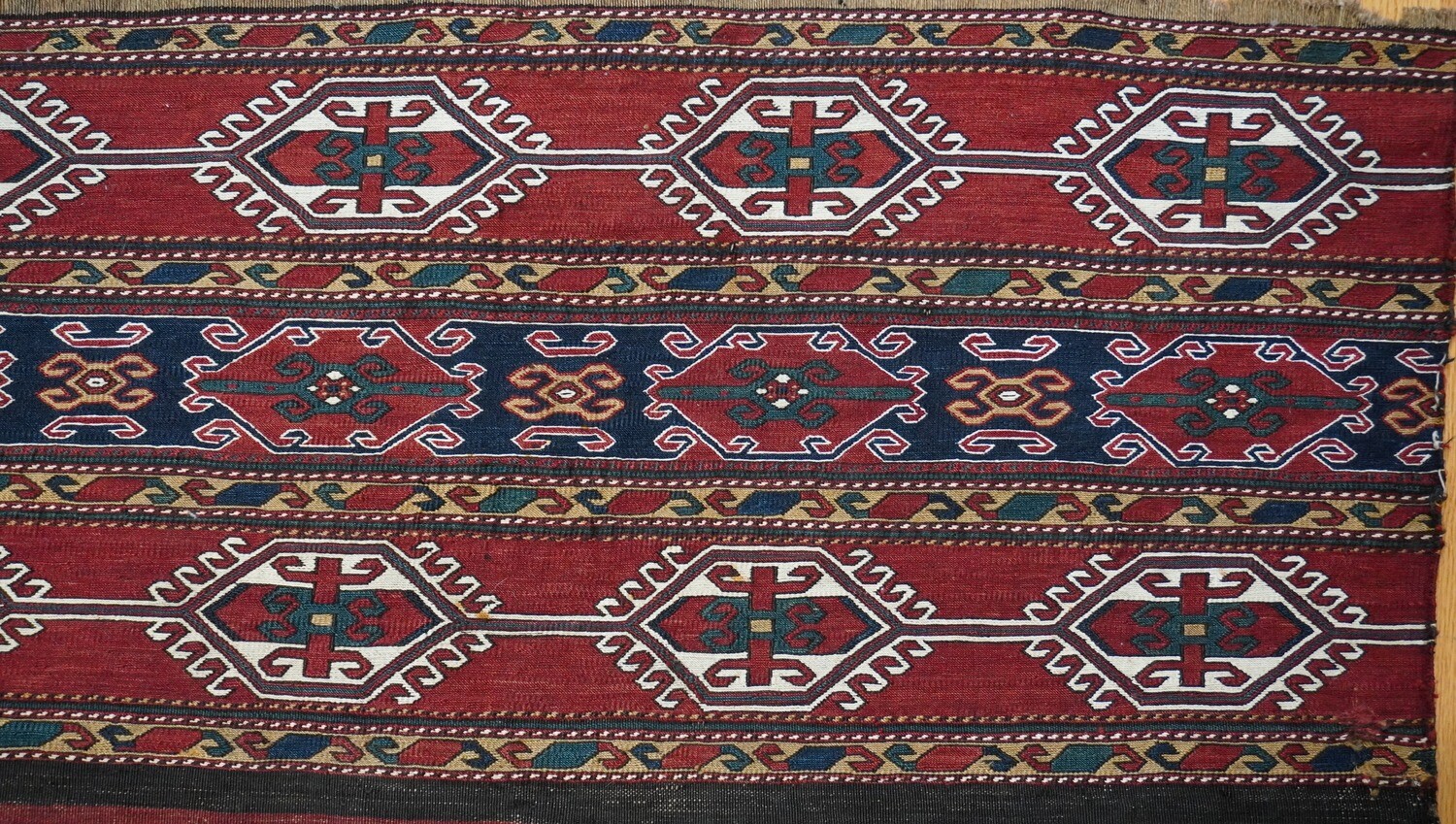 Antique 1880s Caucasian Bag face Soumac Kilim Hand Woven 100% Wool Tribal Rug 1'10" x 3'5"