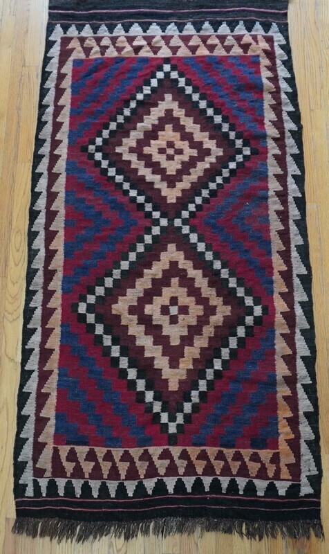 AFGHAN KILIM 3'5" x 7' HAND WOVEN 100% WOOL VINTAGE RUG