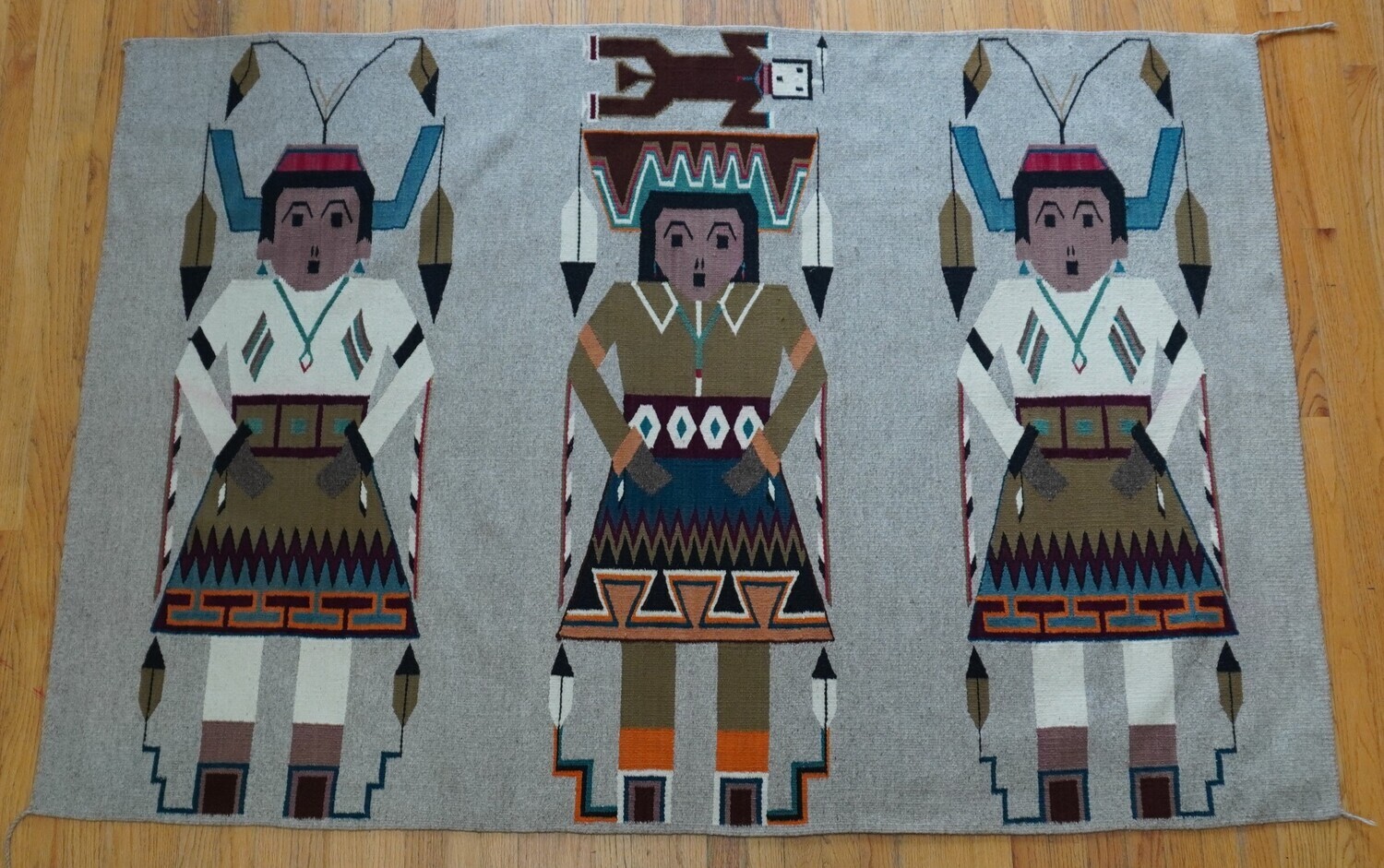 4'6" x 6'6" South West Mexican Native American Navajo Indian Style Wool Handmade Vintage Rug