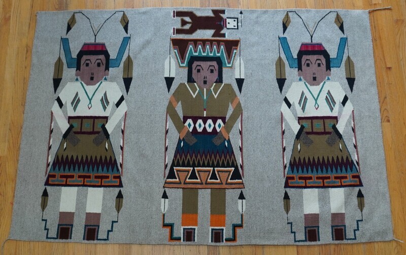 4'6" x 6'6" South West Mexican Native American Navajo Indian Style Wool Handmade Vintage Rug