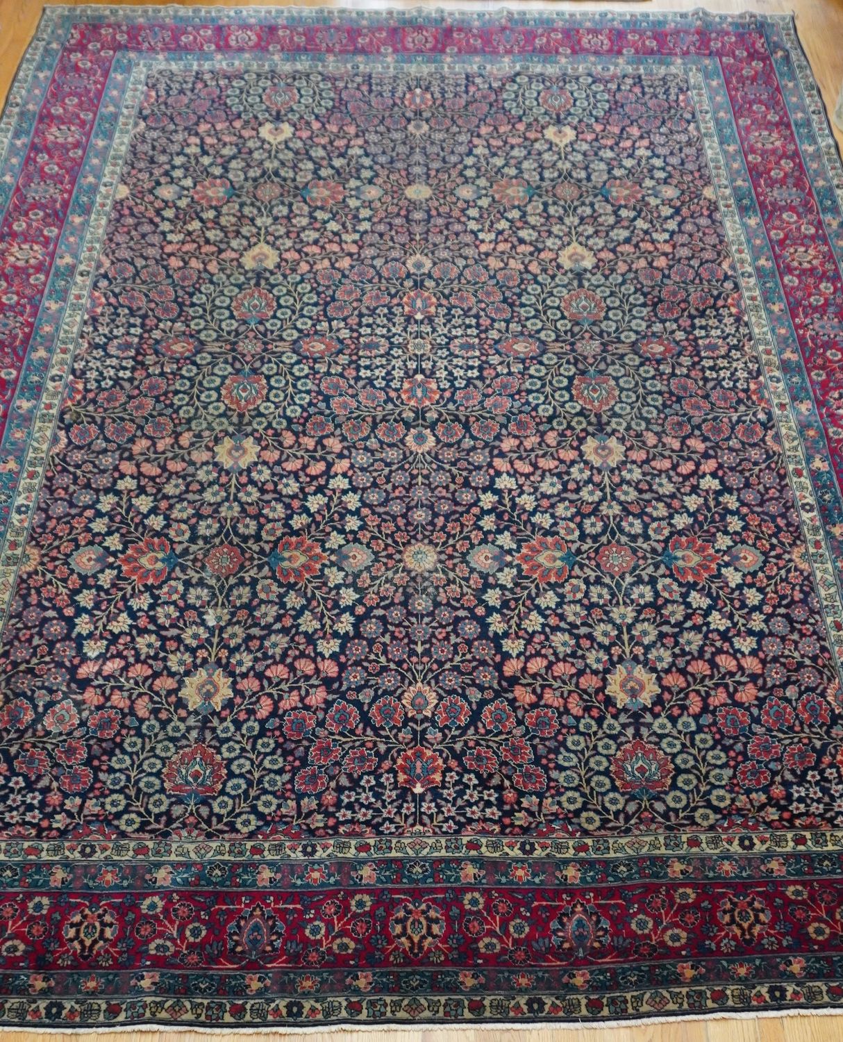 Antique Persian Tabriz Floral Hand Knotted Wool Oriental Rug 11' x 15'  Super Gorgeous